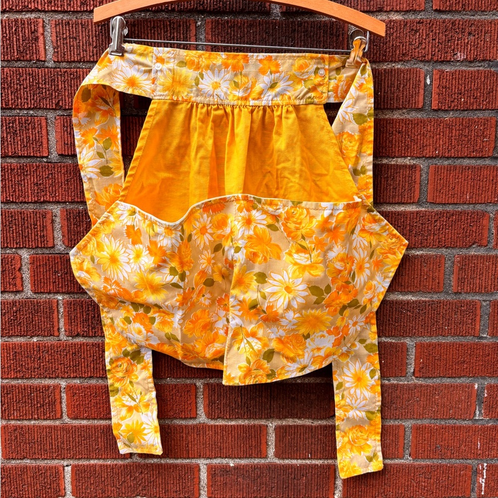 Vintage handmade Floral Yellow Apron